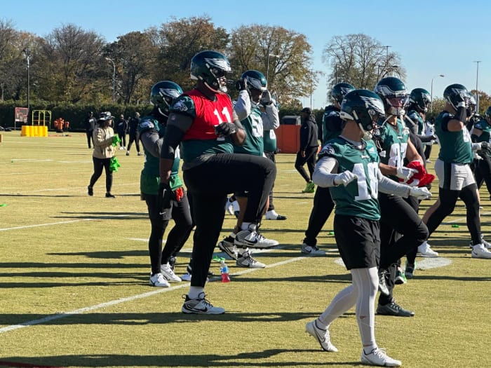 Eagles OT Le'Raven Clark wearing the No. 11 pinnie.